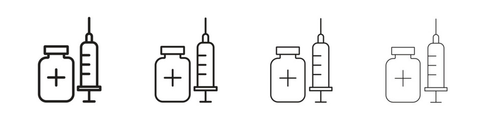 Vaccination icons illustrations collection on white background. Pixel perfect vector graphics