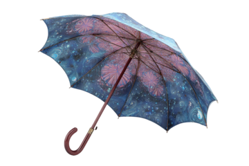 Astral Umbrella Field – Surreal Night Scene with Glowing Umbrellas