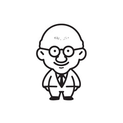 Old man with formal suit black and white vector illustration for classic portrait artwork design