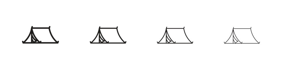 Tent icons illustrations collection on white background. Pixel perfect vector graphics