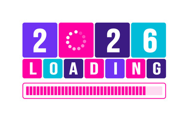 2026 happy new year colorful typography text logo design template. Happy New Year 2026 text, use to business template, banners, background, poster, greeting card, and calendar cover.