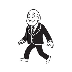 Old man with formal suit black and white vector illustration for classic portrait artwork design