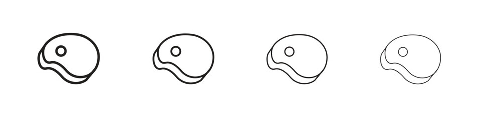 Steak icons illustrations collection on white background. Pixel perfect vector graphics