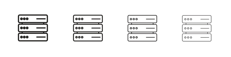 Server icons illustrations collection on white background. Pixel perfect vector graphics