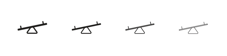 Seesaw icons illustrations collection on white background. Pixel perfect vector graphics