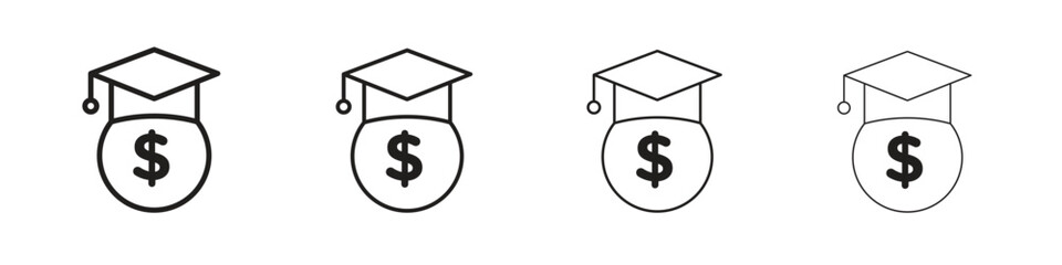 Scholarship icons illustrations collection on white background. Pixel perfect vector graphics