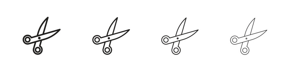 Scissors icons illustrations collection on white background. Pixel perfect vector graphics