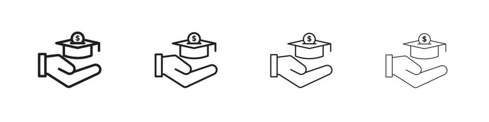 Scholarship fund icons illustrations collection on white background. Pixel perfect vector graphics