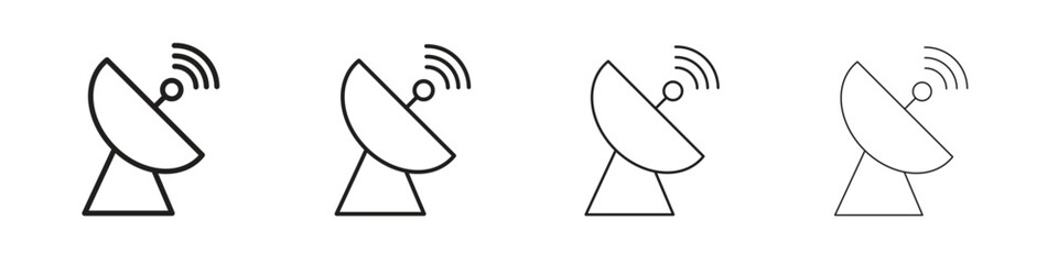Satellite dish icons illustrations collection on white background. Pixel perfect vector graphics