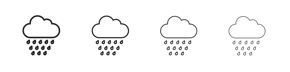 Rain icons illustrations collection on white background. Pixel perfect vector graphics