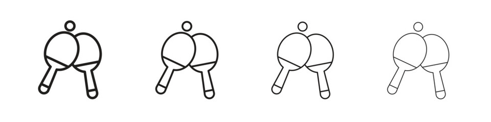Ping pong icons illustrations collection on white background. Pixel perfect vector graphics