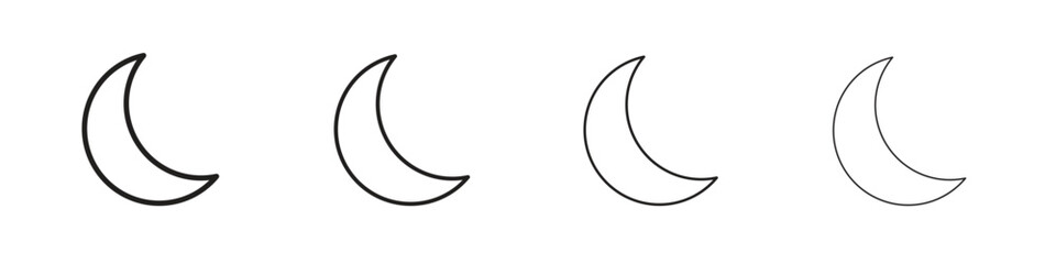 Moon icons illustrations collection on white background. Pixel perfect vector graphics