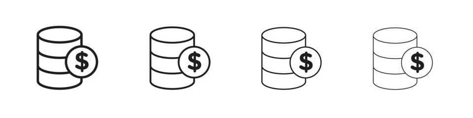Money icons illustrations collection on white background. Pixel perfect vector graphics