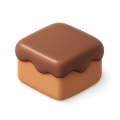 Obraz premium Captivating 3D rendered minimalist square dessert icons. Glossy chocolate topping elegantly drips over a light base. Perfect for food branding, digital advertising, web graphics, app icons, and graphi