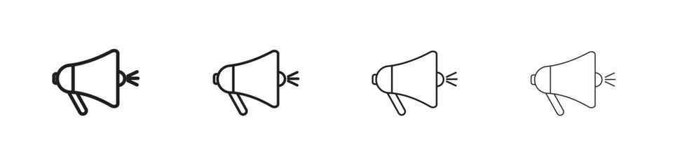 Loud Speaker icons illustrations collection on white background. Pixel perfect vector graphics