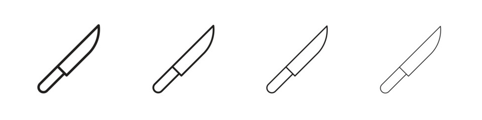 Kitchen knife icons illustrations collection on white background. Pixel perfect vector graphics