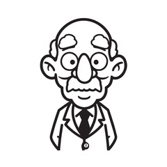 Old man with formal suit black and white vector illustration for classic portrait artwork design