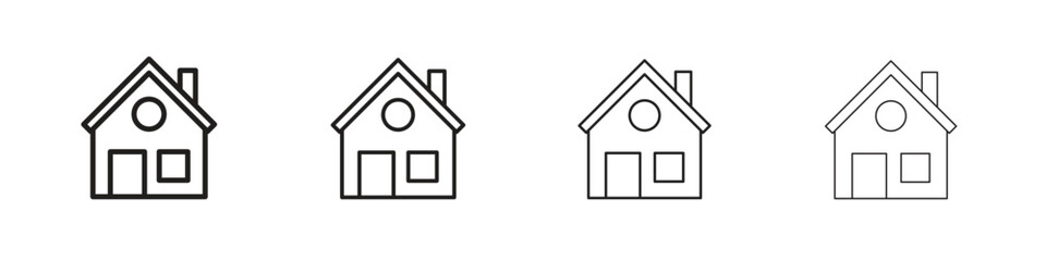 Home icons illustrations collection on white background. Pixel perfect vector graphics