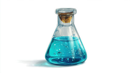 Professional laboratory glassware with blue liquid, chemical experiment setup, scientific research equipment for education, innovation, and science labs