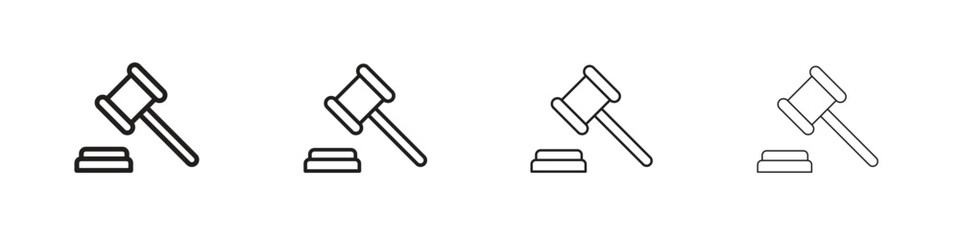 Gavel icons illustrations collection on white background. Pixel perfect vector graphics