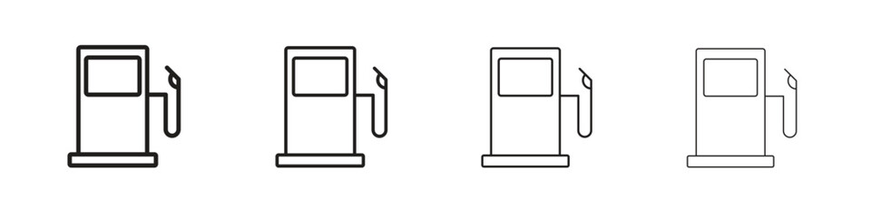 Gas station icons illustrations collection on white background. Pixel perfect vector graphics