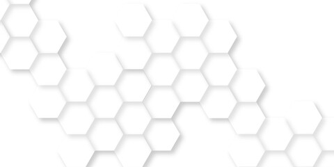 White abstract hexagonal pattern on a seamless honeycomb background with a modern geometric design for technology or business