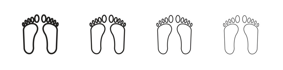 Footprint icons illustrations collection on white background. Pixel perfect vector graphics