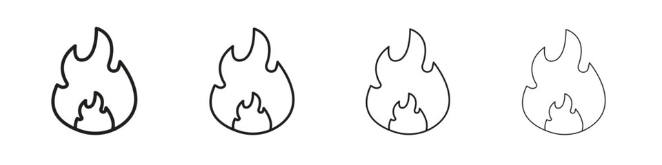 Fire icons illustrations collection on white background. Pixel perfect vector graphics