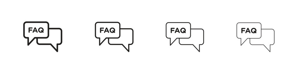 FAQ icons illustrations collection on white background. Pixel perfect vector graphics