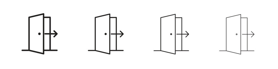 Exit icons illustrations collection on white background. Pixel perfect vector graphics