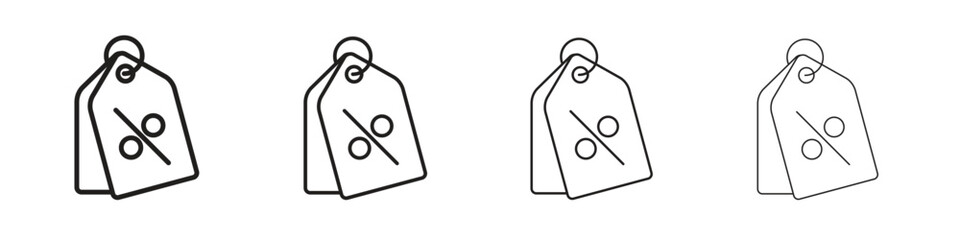 Discount tag icons illustrations collection on white background. Pixel perfect vector graphics