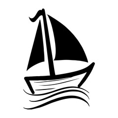 silhouette sailing ship water symbol marine sketch illustration