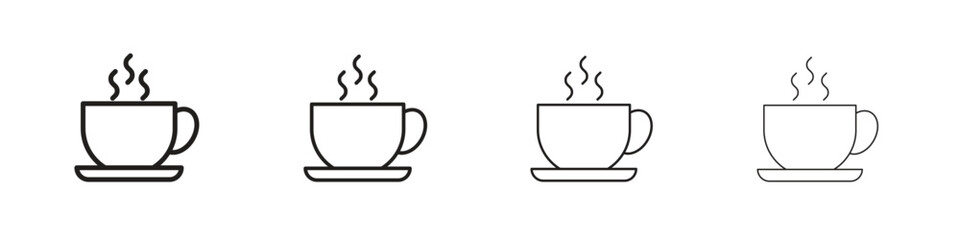 Coffee icons illustrations collection on white background. Pixel perfect vector graphics