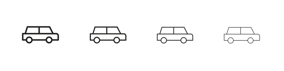 Car icons illustrations collection on white background. Pixel perfect vector graphics