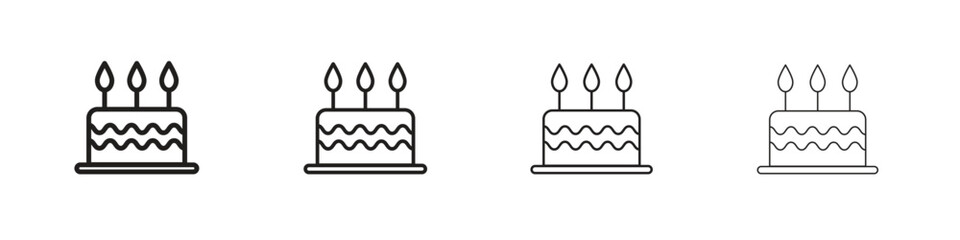 Cake icons illustrations collection on white background. Pixel perfect vector graphics