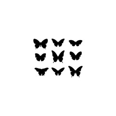 Set of butterfly silhouette illustration on a white background vector. 