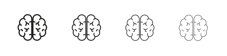 Obraz premium Brain icons illustrations collection on white background. Pixel perfect vector graphics