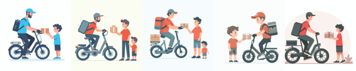 Obraz premium vector delivery delivers packages to small children
