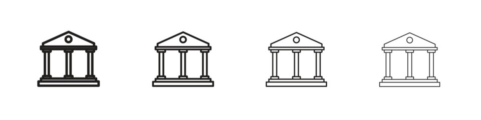 Bank icons illustrations collection on white background. Pixel perfect vector graphics