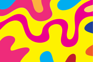 Vibrant Wavy Abstract Pattern in Yellow, Pink, and Blue background