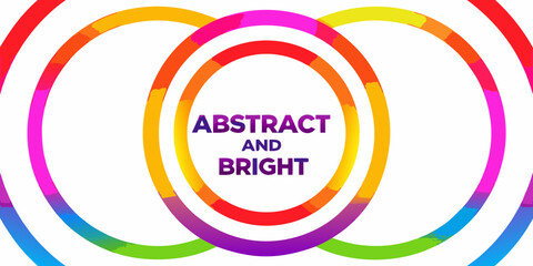 Abstract colorful concentric circles with bright gradient brush strokes and text overlay