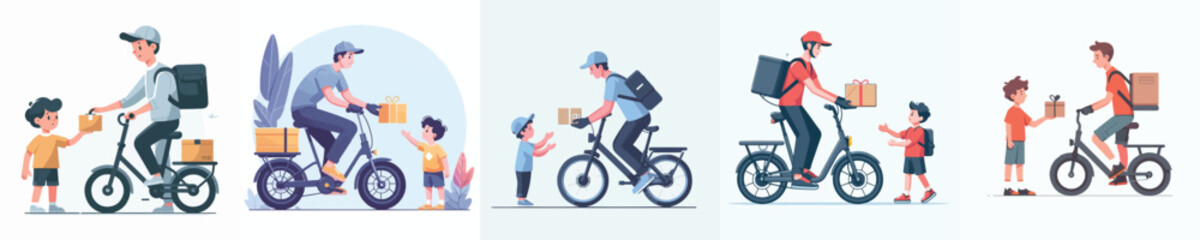 vector delivery delivers packages to small children