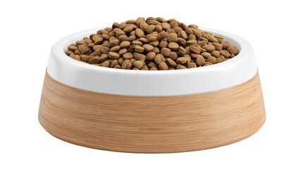 Bowl of dry pet food isolated on transparent background