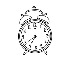 illustration of a sketch of an alarm clock at 7 o'clock