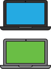 Laptops in Blue and Green Screen