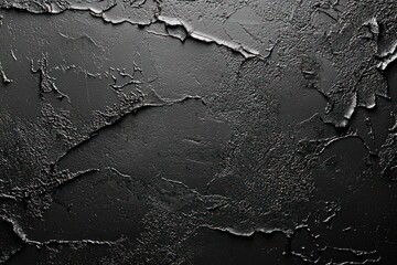 Dark, textured surface with a rough, cracked, and uneven appearance.  The monochrome palette emphasizes the depth and shadow play within the crevices