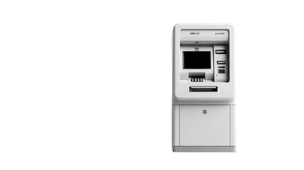 ATM Financial Hub: A modern ATM machine stands isolated, embodying accessibility and convenience in financial transactions, ready to serve the needs of a connected world.