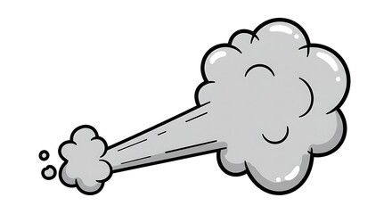 Cartoon Gray Smoke Puff, Exhaust Emission, Vector Illustration