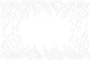 Obraz premium A white background featuring a border of flame like shapes and small circles with a central blank space