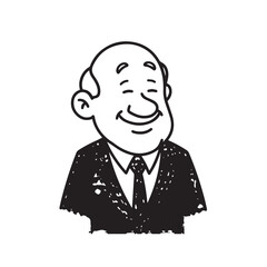 Old man with formal suit black and white vector illustration for classic portrait artwork design